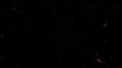 Flying through space stars  galaxy and clouds nebula at high speed. Animation Space exploration through outer space towards glowing galaxy