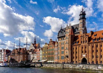 Poster - view of the Motlawa River waterfront in the historic Old Town of Gdansk