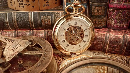 Wall Mural - Vintage pocket watch. Vintage background Concept of time history.