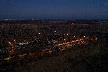 oil refinery night