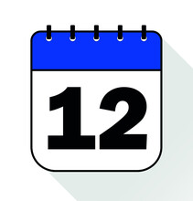 Day 12 Blue - Calendar Icon - Vector Illustration