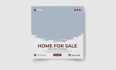 Real estate social media Instagram post or square web banner template design, real estate flyer template