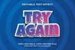 Editable text effect - Try Again template style premium vector
