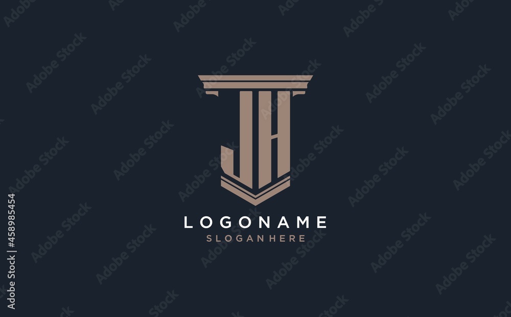 JH initial logo with pillar style, luxury law firm logo design ideas ...