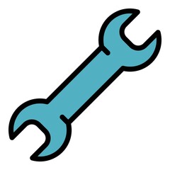 Poster - Fix wrench icon. Outline fix wrench vector icon color flat isolated