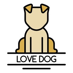 Canvas Print - Love dog logo. Outline love dog vector logo color flat isolated