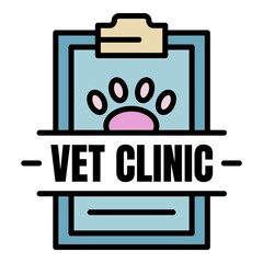 Wall Mural - Veterinary clinic logo. Outline veterinary clinic vector logo color flat isolated