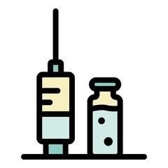 Canvas Print - Injection syringe icon. Outline injection syringe vector icon color flat isolated