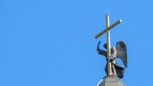 Sculpture Of An Angel With A Cross On The Dome Of The Ukrainian Greek Catholic Church In Ternopil
