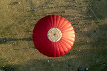 Aerial View Of Hot Air Balloon From Above, Vilnius, Lithuania.