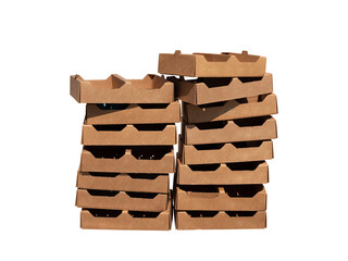 Stacked of fruits cardboard containers isolated on white