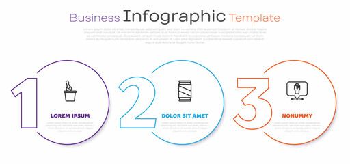 Sticker - Set line Champagne in an ice bucket, Beer can and Alcohol or beer bar location. Business infographic template. Vector