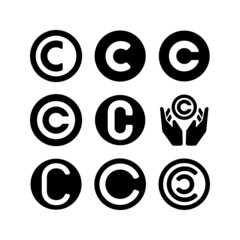 copyright set icon on white background