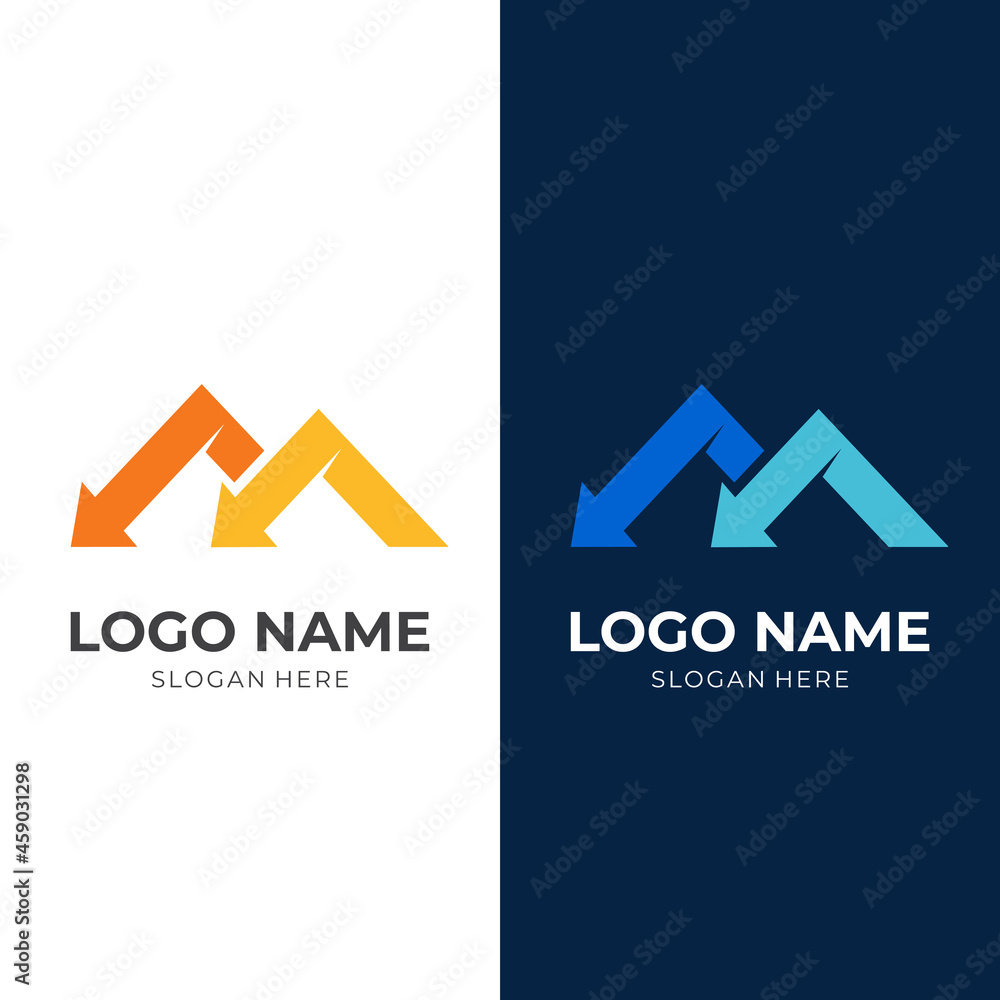 letter M arrow logo design, letter M and arrow, combination logo with ...