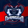 dragon mascot esport logo design character for sport and gaming logo with claw and smoke cloud