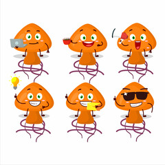 Poster - Moordecovirus cartoon character with various types of business emoticons