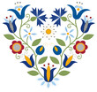 Kashubian Floral Design Kaszuby Poland Polish Folk art Ethnic Frame triangle tulip tulipan flower heart