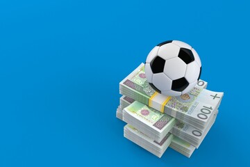 Wall Mural - Soccer ball on stack of money