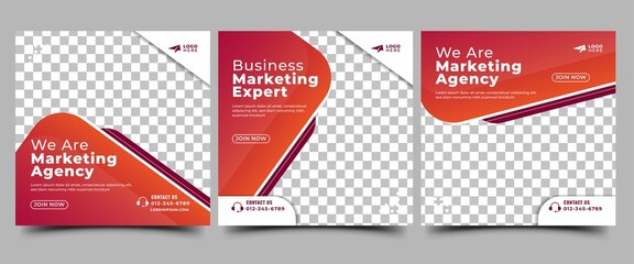 Wall Mural - Set of Social media post template design for business marketing promotion. Editable modern banner design with place for the photo. Usable for social media, banner, and website.