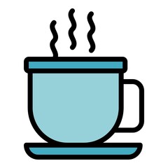 Sticker - Cup of tea icon. Outline cup of tea vector icon color flat isolated