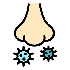 Wall Mural - Nose viruses icon. Outline nose viruses vector icon color flat isolated
