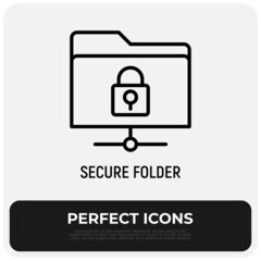 Wall Mural - secure folder thin line icon. modern vector illustration of data encryption.