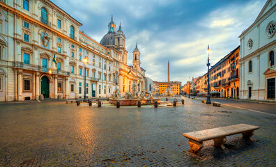 Wall Mural - Piazza Navona square in Rome, Italy. Built on the site of the Stadium of Domitian in Rome. Rome architecture and landmark.