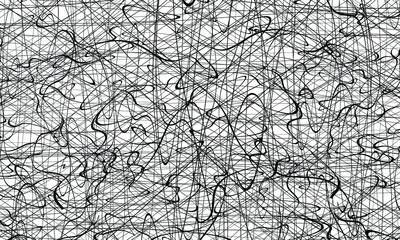  Black chaotic lines background. Hand drawn lines. Tangled chaotic pattern. Vector illustration.