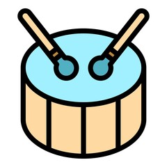 Poster - Drum bass music icon. Outline drum bass music vector icon color flat isolated
