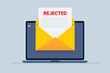 © Igor - Reject letter with open document on laptop screen. Negative answer in college, university or at work. Vector