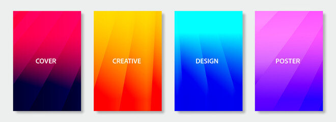 Wall Mural - set of colorful business cover design template. abstract minimal stripe texture background for banne
