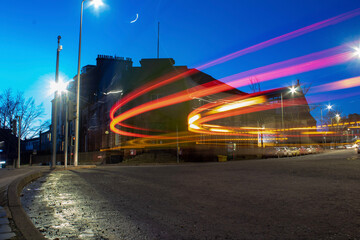 traffic in the city at night