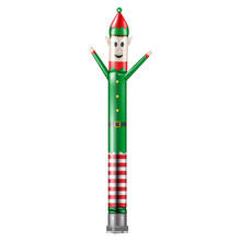Inflatable Dancing Elf Tube Man Isolated On White Background, Vector Illustration. Air Dancer For Christmas Design