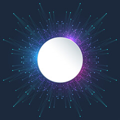 Quantum computer technology banner design template concept. Deep learning artificial intelligence. Big data algorithms visualization for business, science, technology. Waves flow, illustration.
