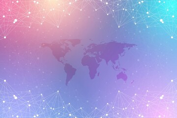 Wall Mural - technology abstract background with connected line and dots. big data visualization. artificial inte