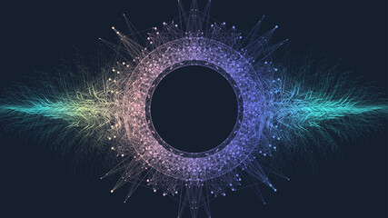 Wall Mural - quantum computer technology banner design template concept. deep learning artificial intelligence. b