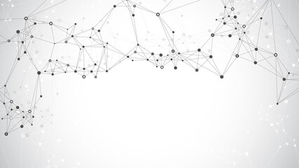 Wall Mural - technology abstract background with connected line and dots. big data visualization. artificial inte