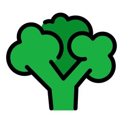 Sticker - Broccoli food icon. Outline broccoli food vector icon color flat isolated