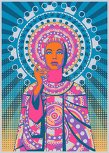 Psychedelic Art Beauty Goddess, Woman Portrait Mosaic Ornament