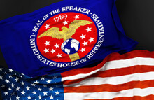 Flag Of The Speaker Of The United States House Of Representatives Along With A Flag Of The United States Of America As A Symbol Of A Connection Between Them, 3d Illustration