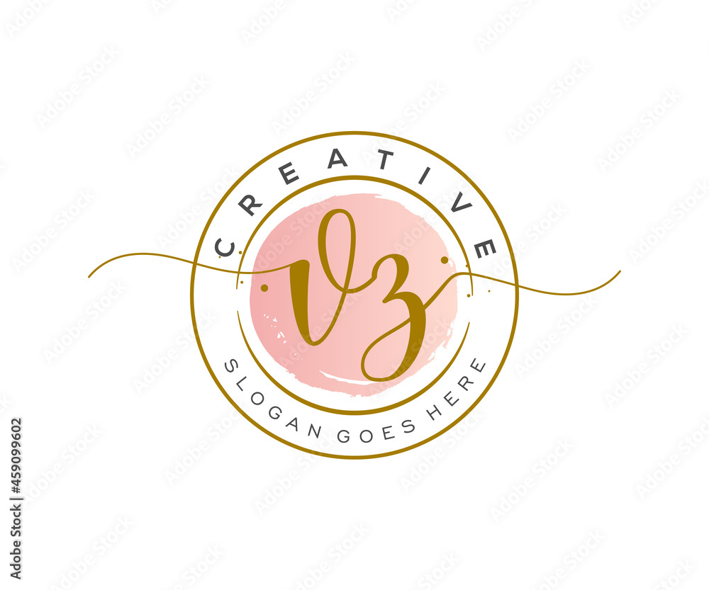 initial VZ Feminine logo beauty monogram and elegant logo design ...