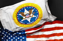 Flag Of The United States Marshals Service Variant Along With A Flag Of The United States Of America As A Symbol Of A Connection Between Them, 3d Illustration