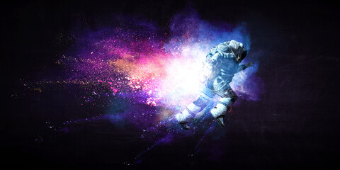 Wall Mural - astronaut at spacewalk . mixed media