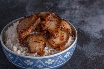 Poster - Fried Pork Belly with Black Pepper and Steamed Rice