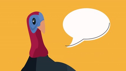 Sticker - happy thanksgiving animation with turkey speaking