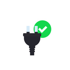 Poster - electric plug and check mark, vector