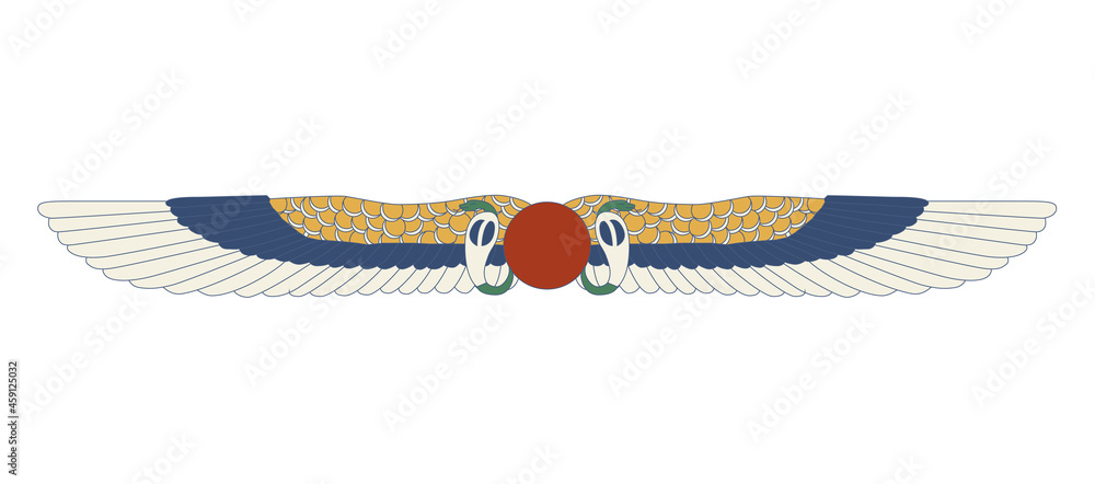 Sun Dis Egypt sun disk with wings. Egypt ornamental wings and snake composition ...
