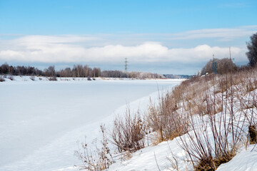 Wall Mural - Winter view of the Moscow Canal, Dmitrovsky district, Moscow region, Russia