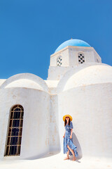 Wall Mural - Young girl on Greek vacation