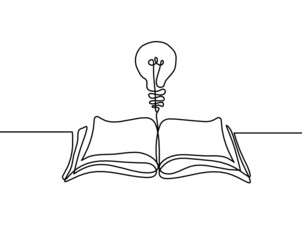 Abstract open book as line drawing on white background. Vector